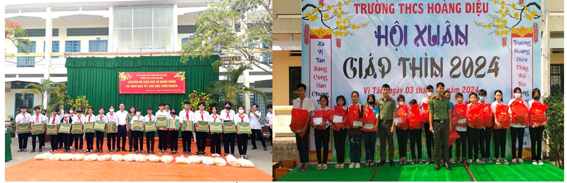 Phòng Tham mưu tặng 30 phần quà cho các em học sinh có hoàn cảnh khó khăn tại Trường THCS Châu Văn Liêm và Hoàng Diệu